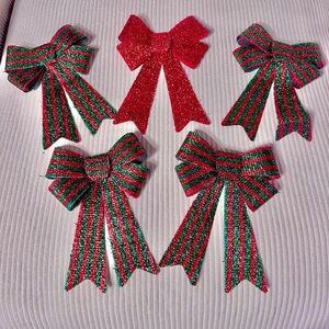 Coquette Striped Bows-Christmas Bows, Holiday Gift Bows, Shimmer